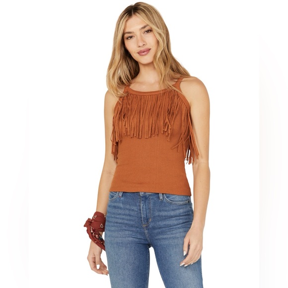 Idyllwind Tops - Idyllwind Women's Levy Lane Fringe Rib Knit Tank Pecan Medium